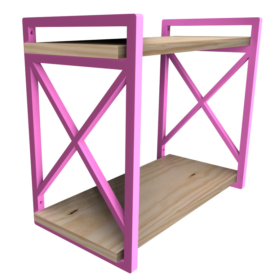 Prateleira 20x40cm Rosa Estilo Industrial com Suporte Moderno que Não Descama