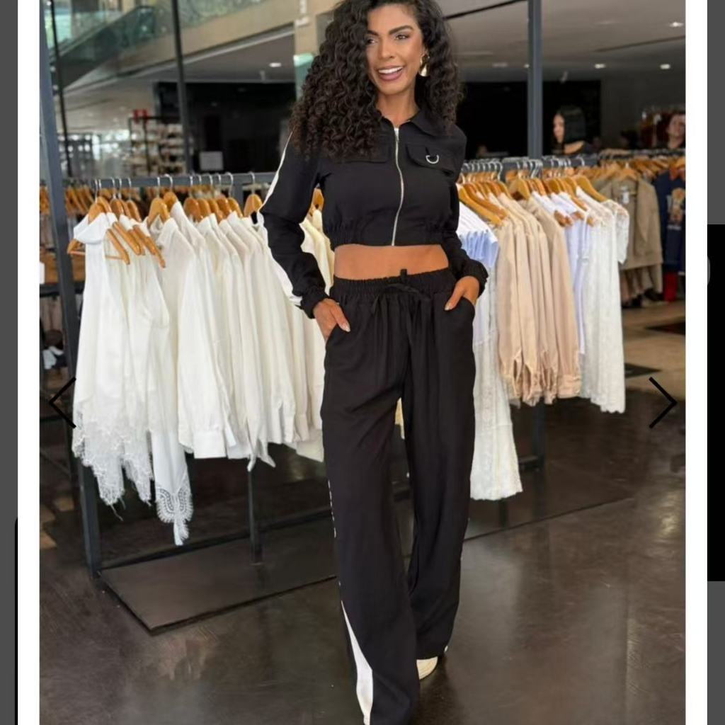 O Conjunto Alfaiataria Feminino Calça E Cropped Blusa Social M, G e GG