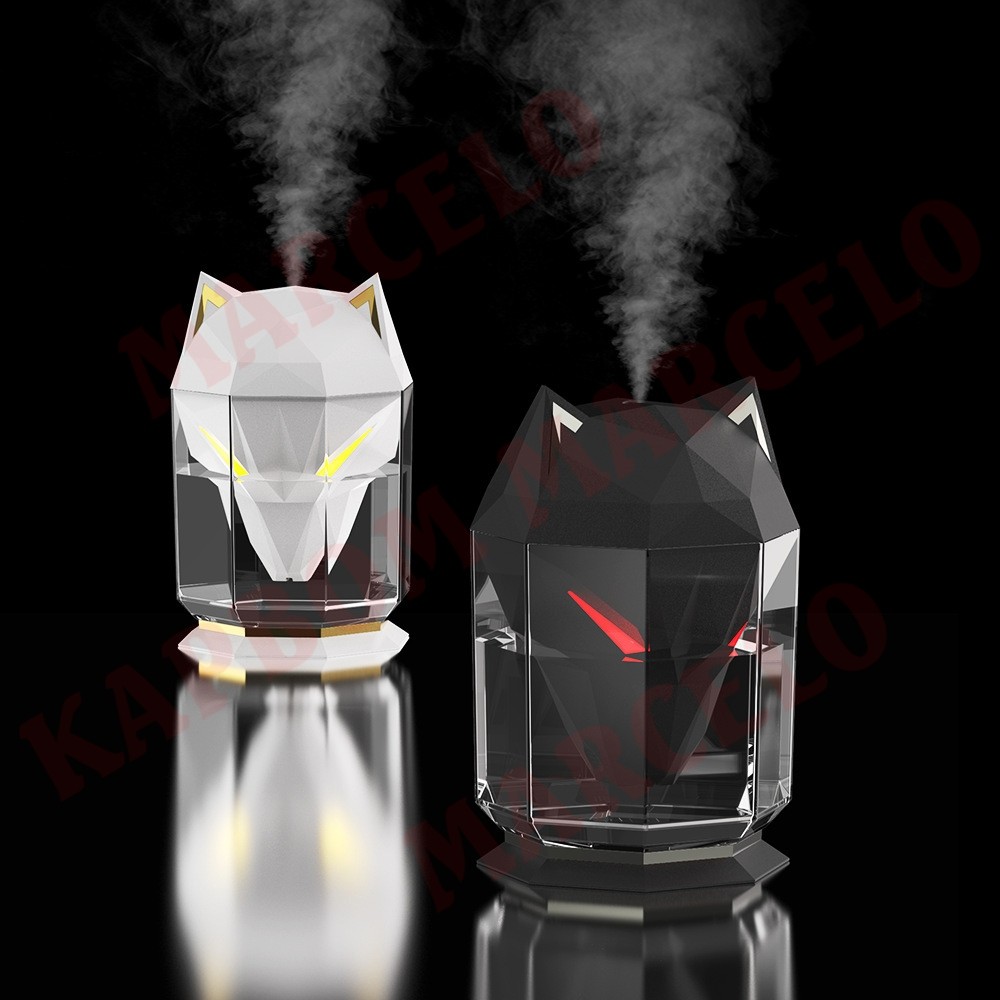 Umidificador De Ar Ultrassonico Led Cabeça De Lobo 650ml Usb Aromatizador Difusor De Aroma Luzes Coloridas Kapbom