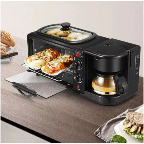 Forno Elétrico + Cafeteira + Grill Assadeira Grill Café da Manhã Premium 2800W VICCOLI 110V/220V