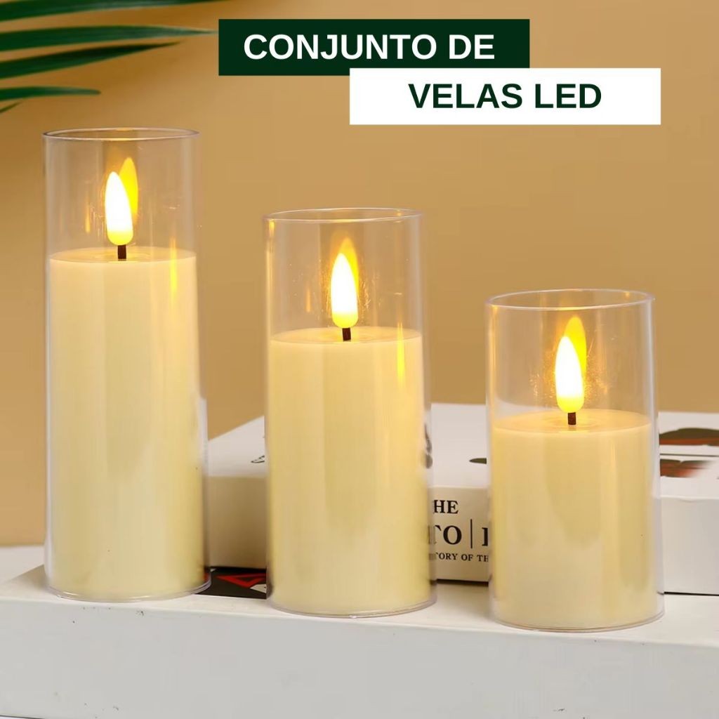 Kit 3 Lâmpadas De Vela Led Eletrônica Decoração Festa