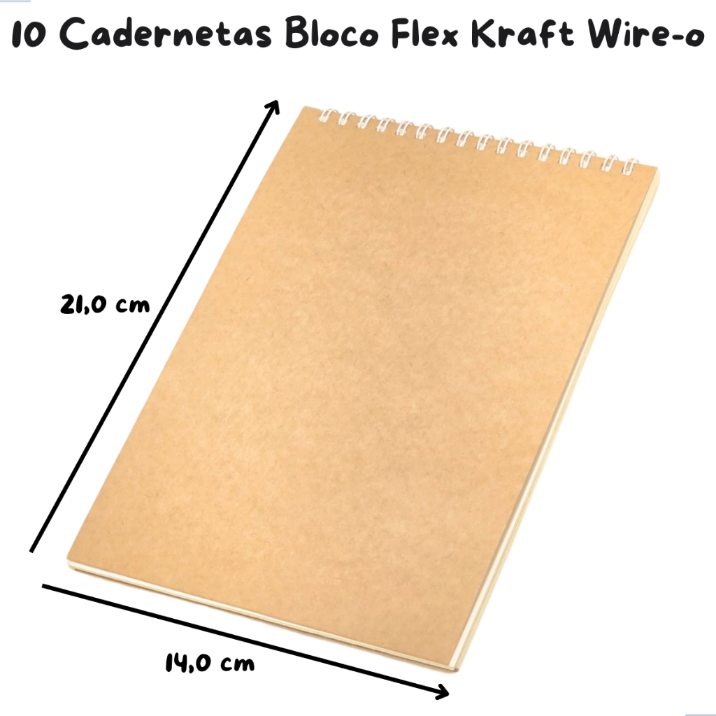 10 Cadernetas Kraft Flex Espiral A5 Bloco para Desenho 50 Folhas Rascunho