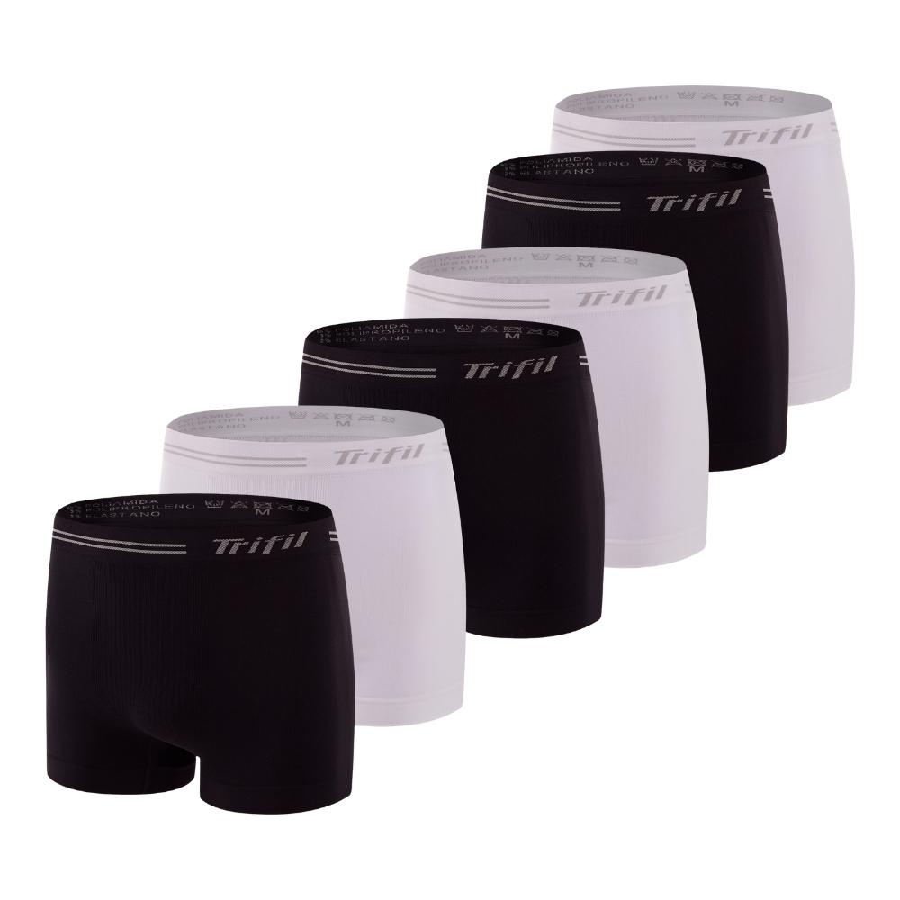 Kit 6 Cuecas Box Masculina Sem Costura De Microfibra Trifil Lisa Basica Toque Macio