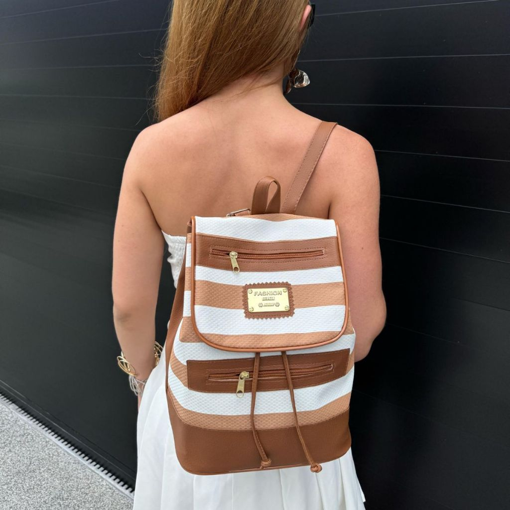 Mochila Feminina Reforçada Corino Texturizado Moda Casual