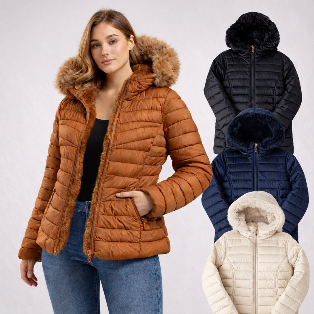 Jaqueta Bobojaco Puffer Feminina Inverno Capuz Removivel Impermeavel Frio Peluciada