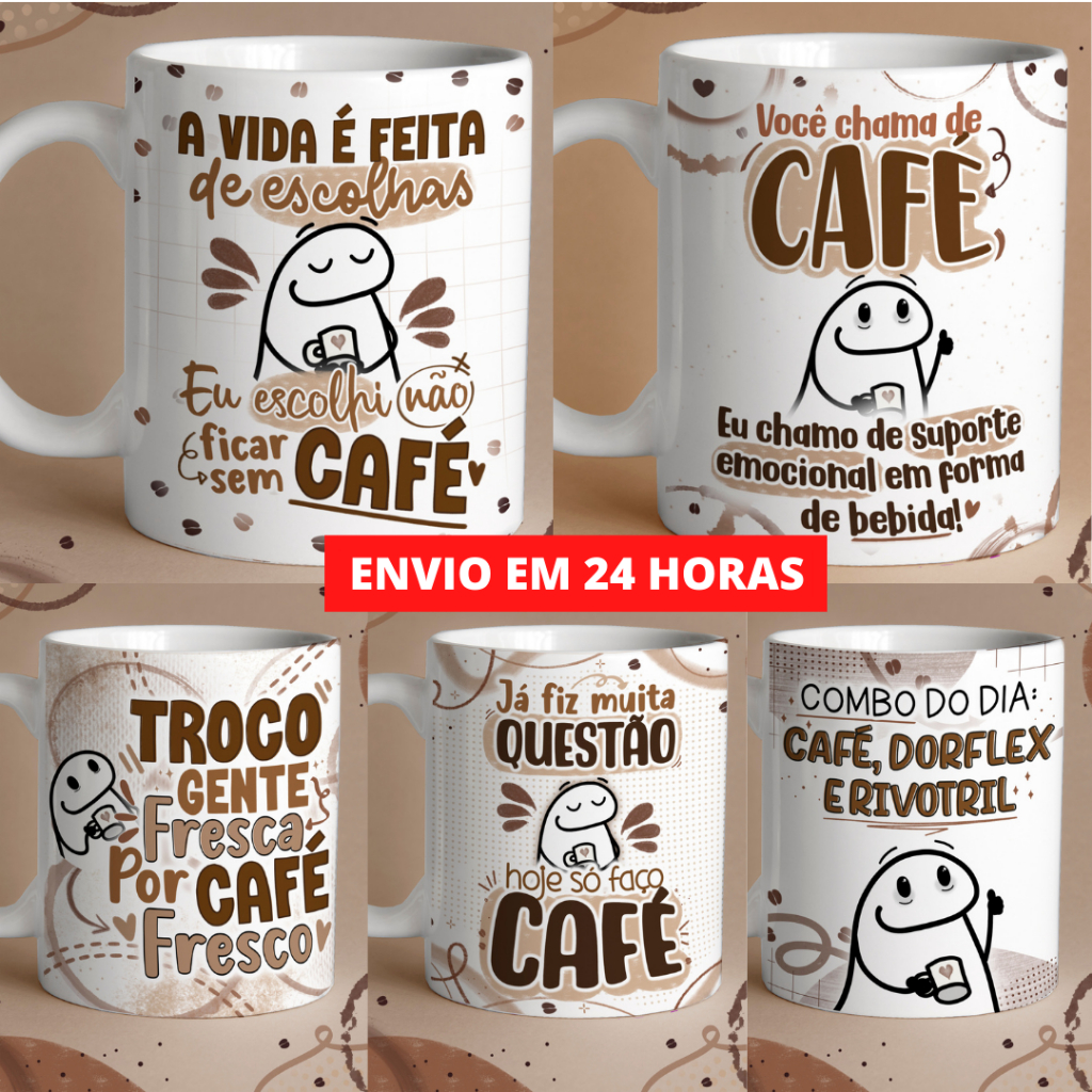 Caneca de Porcelana Personalizada - Xícara com Frases engraçadas e Divertidas - Café - Bento Flork Meme Cafe