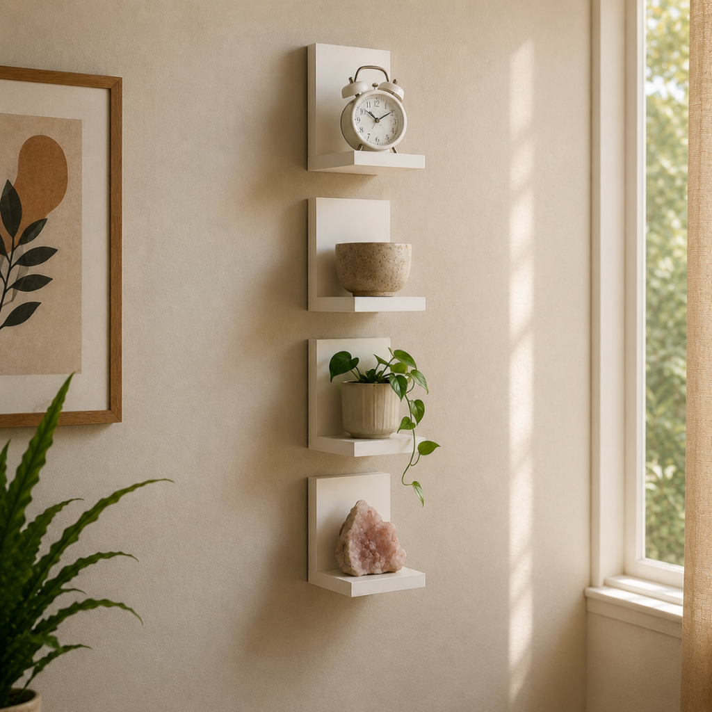 Prateleira em L Branca 15X10 cm MDF Para Decoração Plantas Organização Bonecos Miniaturas Universal