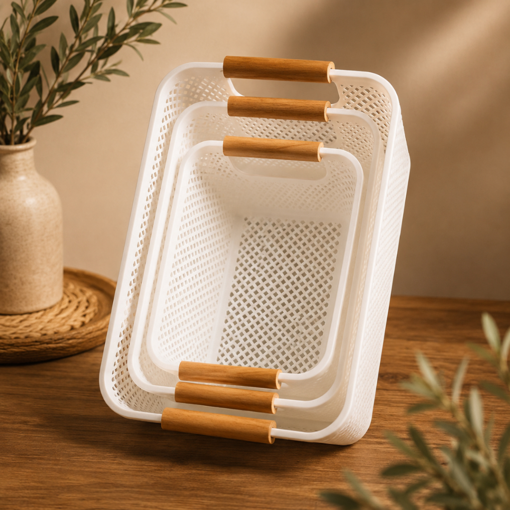 Kit de Organizadores Bambu Multiuso Organize Quarto Sala Cozinha Brinquedos e Armários lavanderia