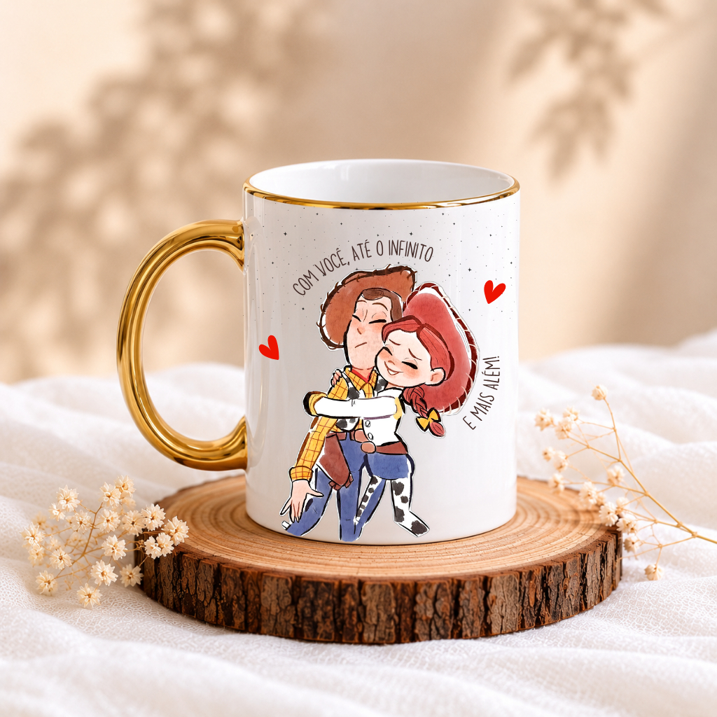 Caneca Personalizada  Toy Story 325ml “Com Você, Até o Infinito e Mais Além” – Presente Romântico Dia dos Namorados