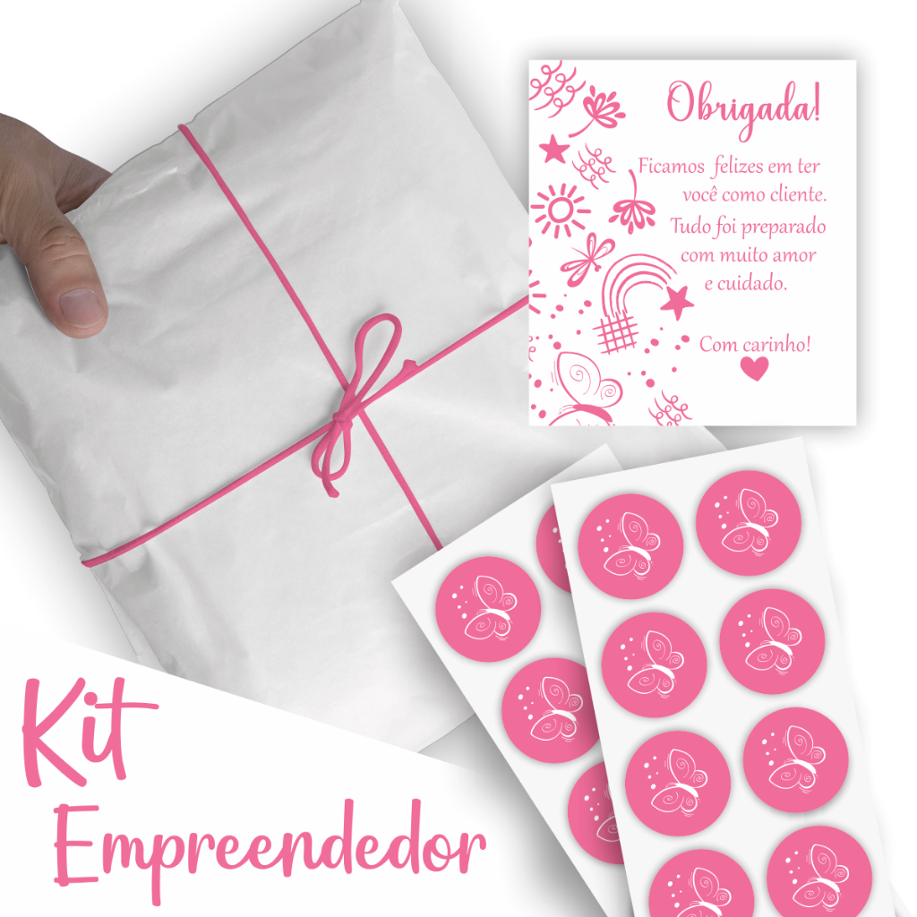 Kit Embalagem Amore Premium - 50 Papéis + 50 Cartas + 50 Adesivos + Perfume