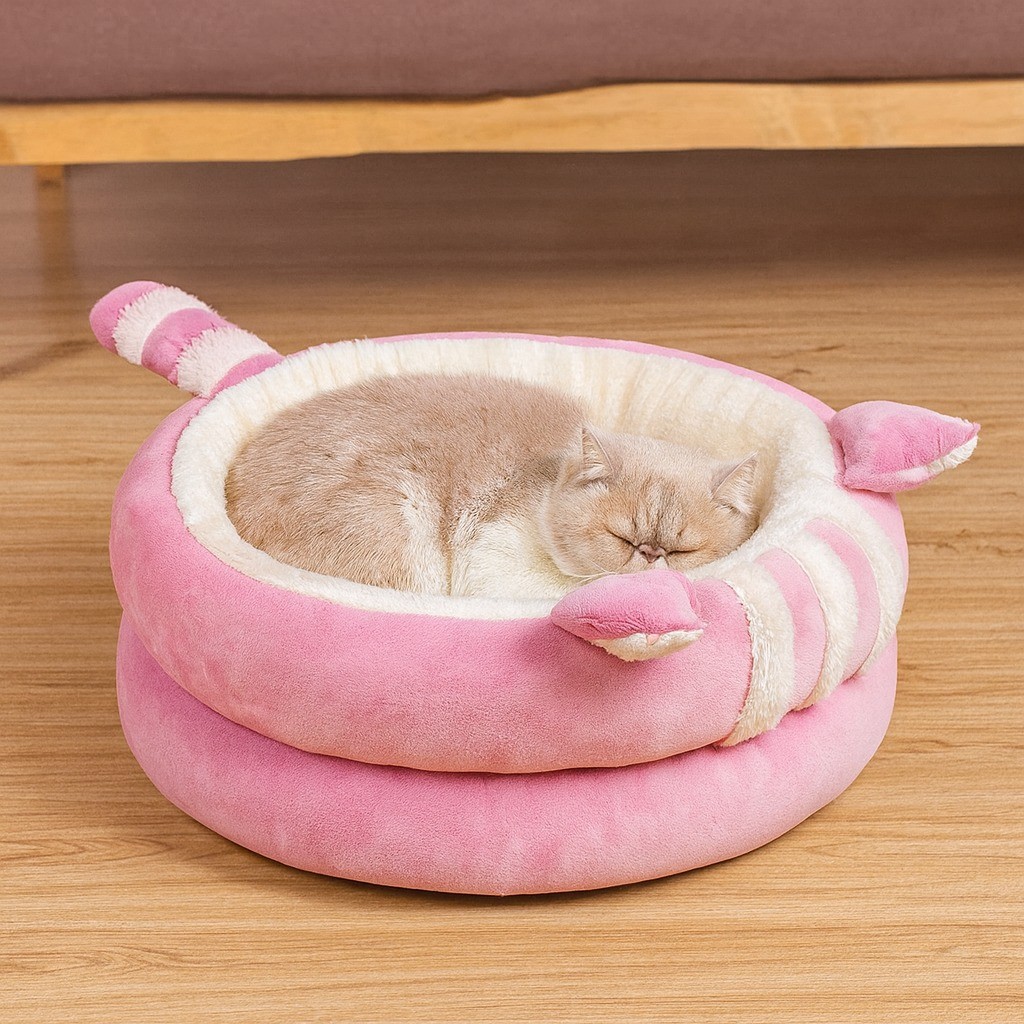 Cama Pet Confortável Estofada em Formato Redondo com Orelhinhas