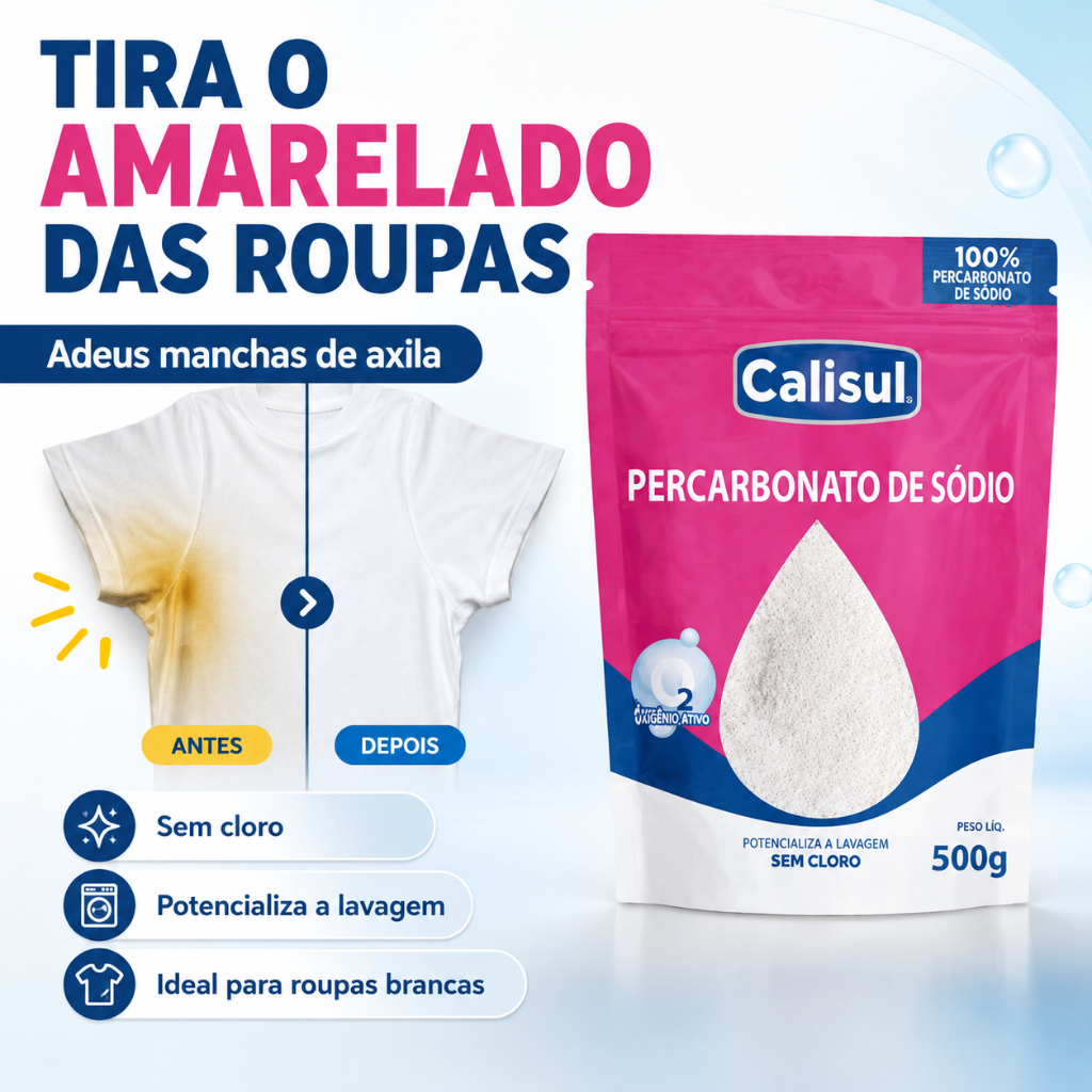 Percarbonato Sodio 500g Tira Amarelado Roupas Brancas Encardidas