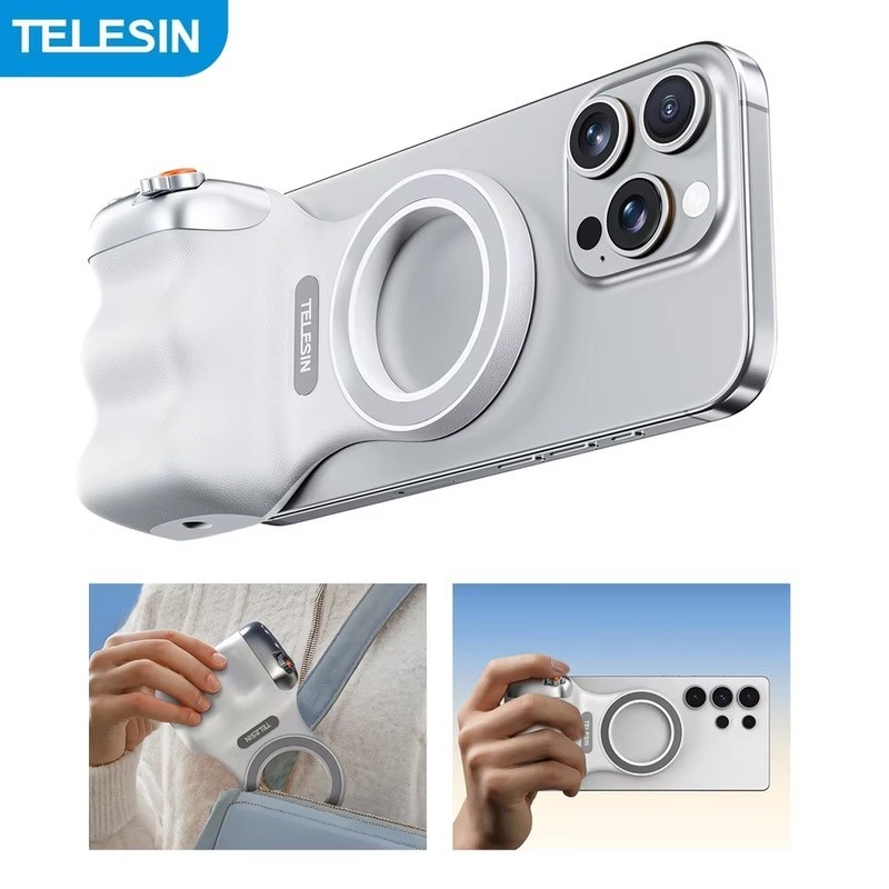 TELESIN Câmera Magnética Do Telefone Atirar Mão Aperto Suporte Tiro Ajuda Alça De Controle Remoto Para IOS E Android
