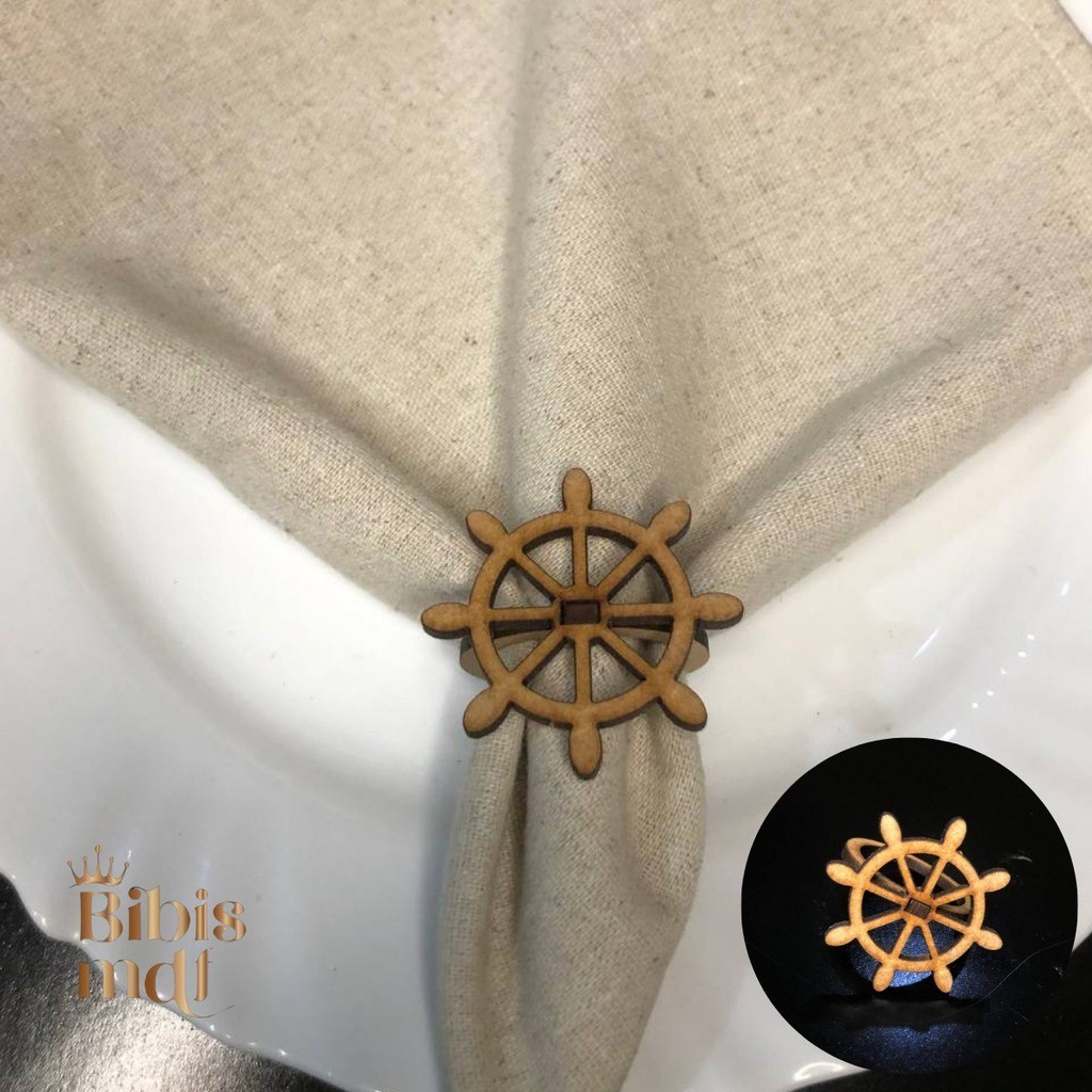 Anéis Porta Guardanapo de MDF - Praia Timão (Kit com 12 unidades)