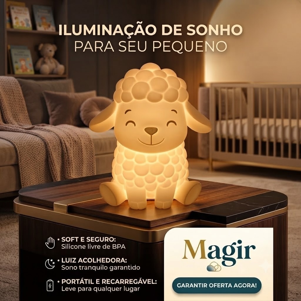 Luminaria Abajur Infantil Luz Quente Ovelha Decorativo Decoração Quarto Criança  Bebe Menino Menina