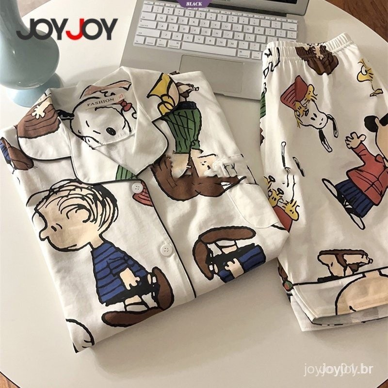 Anime Dos Desenhos Animados Charlie Brown Conjunto de Pijamas Snoopy Mulheres Novo Verão INS Shorts de Manga Curta
