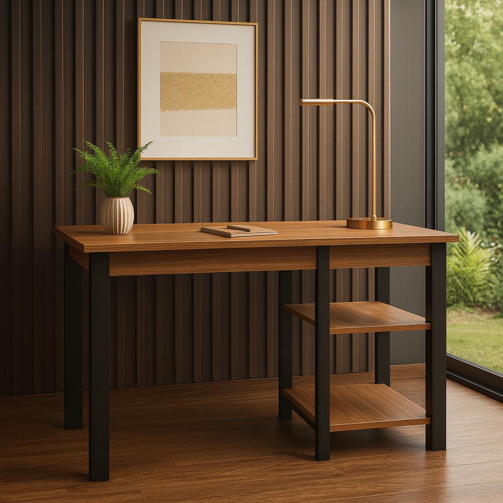 Mesa Escrivaninha Moderna Home Office C/Prateleiras