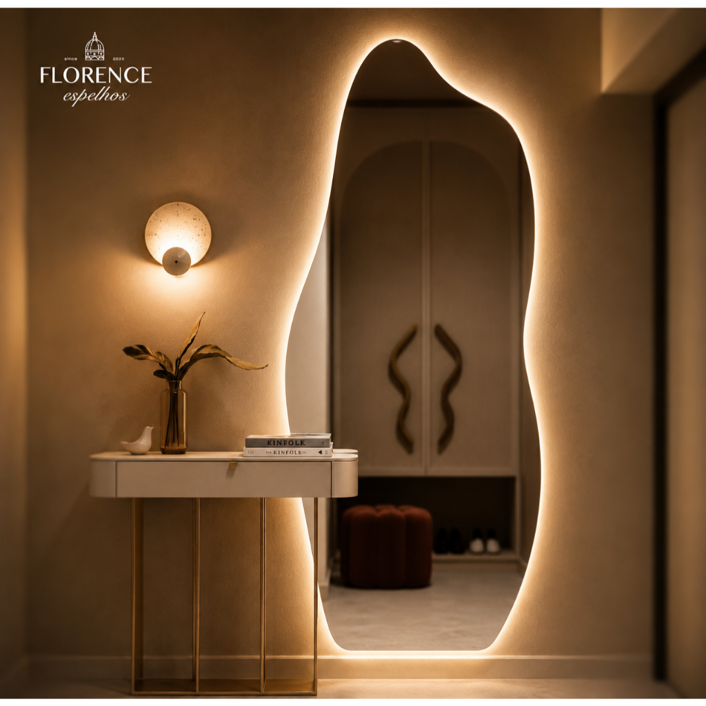 Espelho Form Orgânico 170x70 e 150x50 Com Led Corpo Inteiro Luxo