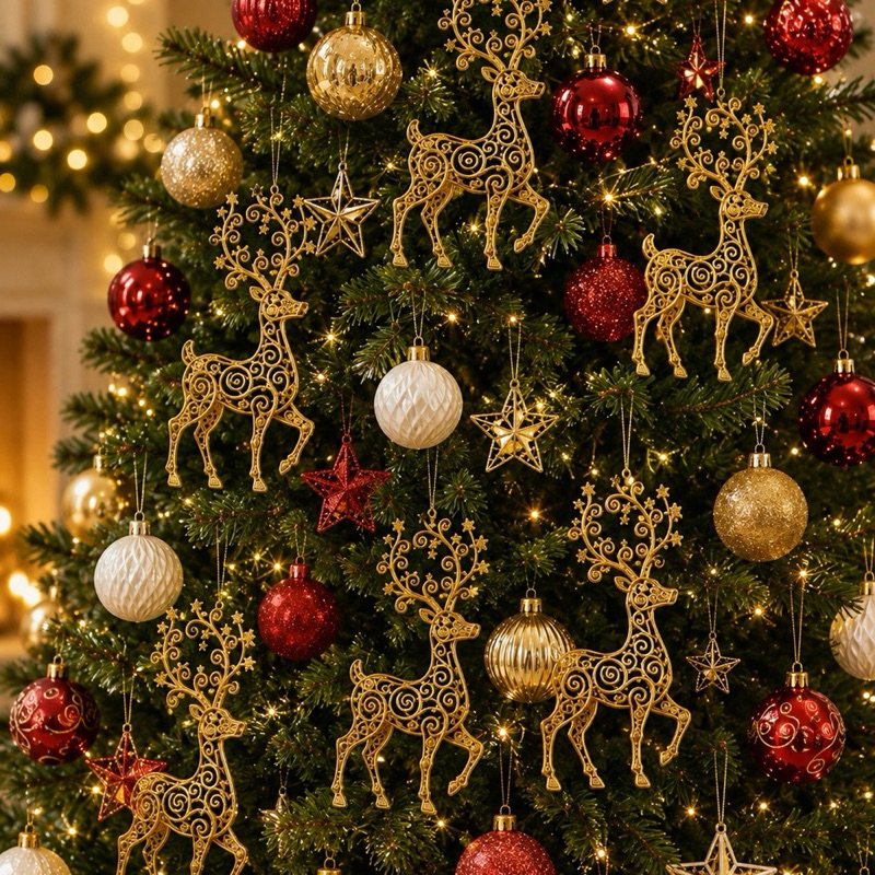 Decoração de Natal Rena Ornamental para Árvore de Natal Guirlanda e Painéis decorativos